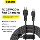 Baseus Pudding Series Fast Charging Cable Type-C to Lightning 20W 1.2M - White - Black -سلك شحن - بيسوس - تايب سي الى ايفون - طول 1.20 متر - كفالة 12 شهر