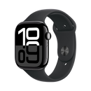 Apple Watch S10 GPS + Cellular 42mm - Jet Black Aluminum Case with Black Sport Band - M/L - ساعة ابل - الجيل العاشر - تدعم شريحة اتصال - اللون ( الاسود )