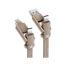 Bazic GoCharge 4 IN 1 Input USB A and USB-C to Output USB-C and Lightning Cable 15cm - Gold - سلك شحن - 4 في 1 - من يو اس بي + تايب سي - الى تايب سي + ايفون - طول 15سم - بيزك
