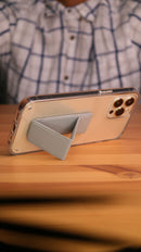 Gray Grip with Clear Case and Grip Horizontal, Vertical and Magnetic Stand - كفر حماية مع مسكة وستاند جانبي ورأسي ومغناطيس للسيارة