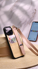 Dana Yellow Leather Case with Card Slot and Strap - كفر مع مسكة شريطة ومكان للبطاقات وخيط علاقة