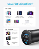Anker Car Charger (30W, 2 Ports) - Black - شاحن ولاعة للسيارة - انكر - قوة 30 واط - منفذ تايب سي للشحن السريع ومنفذ للشحن الذكي - كفالة 18 شهر