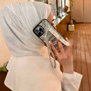 Dana Silver Leather Case with Card Slot and Strap - كفر مع مسكة شريطة ومكان للبطاقات وخيط علاقة