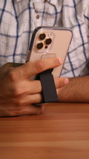 Black Grip with Clear Case and Grip Horizontal, Vertical and Magnetic Stand - كفر حماية مع مسكة وستاند جانبي ورأسي ومغناطيس للسيارة