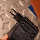 Powerology PD 45W Fast Charge + 2.4A USB Dual Output Universal Travel Adapter With 3 USB Ports - شاحن حائط دولي - باورلوجي - قوة 45 واط - 4 منافذ للشحن - 3 منافذ يو اس بي - 1 منفذ تايب سي - كفالة 24 شهر