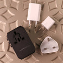 Powerology PD 45W Fast Charge + 2.4A USB Dual Output Universal Travel Adapter With 3 USB Ports - شاحن حائط دولي - باورلوجي - قوة 45 واط - 4 منافذ للشحن - 3 منافذ يو اس بي - 1 منفذ تايب سي - كفالة 24 شهر