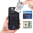 Black Leather Case with Back Card Slots - كفر جلد مع محفظة للبطاقات بالخلف