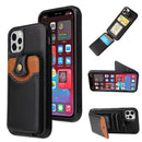 Black Leather Case with Wallet Card Slot - كفر جلد مع محفظة للبطاقات والنقود