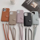 Light Green Case with Card Wallet and Strap Lanyard - كفر جلد مع محفظة للبطاقات وخيط علاقة