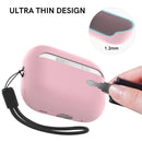 Ahastyle Silicone Case With Strap - Apple AirPods Pro 2/3 - Pink - كفر حماية مع ستراب - سماعة ابل ايربودز برو 3/2