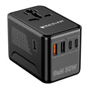 Travelest Universal Travel Adapter GaN 35W with 3 USB-C & 2 USB-A, AC 2500W with Resettable Fuse Works with 220+ Countries [T] - شاحن حائط دولي - لجميع دول العالم -3 منافذ للشحن الذكي + منفذين للشحن السريع  - كفالة 24 شهر