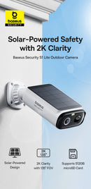 Baseus Security S1 Lite Outdoor Camera 2K - White [D] - كاميرا خارجية منزلية - طاقة شمسية - جودة عالية الدقة - بيسوس - كفالة 12 شهر