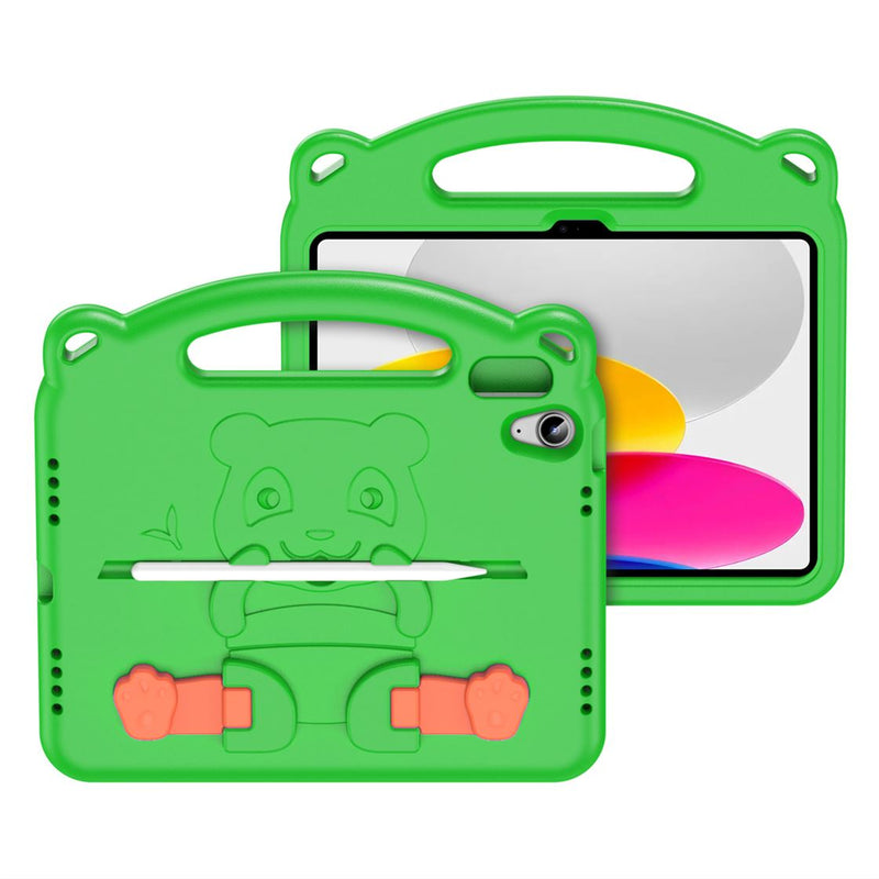 Panda iPad - Green - كفر ايباد حماية عالية - مع مسكة + ستاند + ومكان للقلم - مقاوم للسوائل