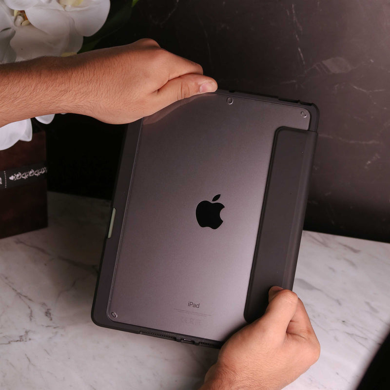 Toby Series Case for iPad With Apple Pencil Holder & Auto Sleep Wake - Black - كفر ايباد حماية عالية - مع مكان للقلم - ووضعيتين للاستاند - مغناطيس