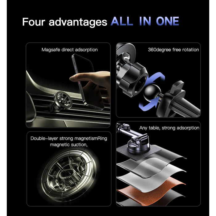 Yesido Magnetic Phone Holder - C158 - ستاند سيارة - ذراع طويل - ماغ سيف - دوران 360 درجه - مناسب لجميع انواع الاجهزة