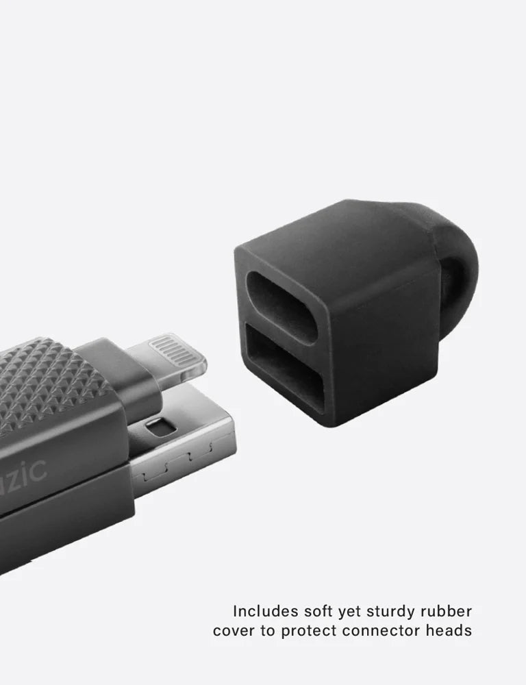 Bazic GoCharge 4 IN 1 Input USB A and USB-C to Output USB-C and Lightning Cable 1M - Black - سلك شحن - 4 في 1 - من يو اس بي + تايب سي - الى تايب سي + ايفون - طول 1 متر - بيزك