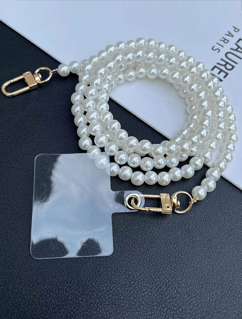Noufa - Long pearl strap - With or Without Case - خيط علاقة - يمكنكم اختيار مع كفر شفاف او بدون كفر