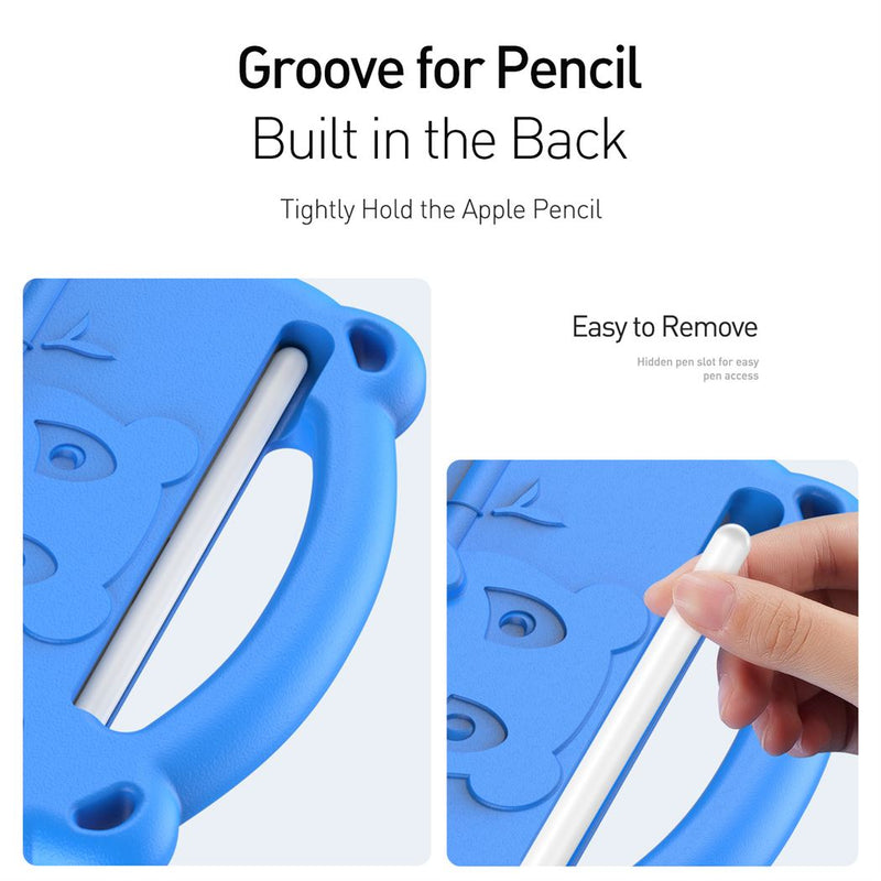 Panda iPad - Blue - كفر ايباد حماية عالية - مع مسكة + ستاند + ومكان للقلم - مقاوم للسوائل