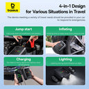 Baseus Super Energy 4-in-1 Car Jump Starter 1200A – Black [D] - محول طاقة لبطارية السيارة - 4 في 1 - بيسوس - بطارية بسعة 3000 ميللي امبير - ضاغط هواء للتاير + اضاءة ليد - كفالة 12 شهر