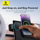 Baseus C02 Pro Magnetic Wireless Car Mount – Black [D] - ستاند سيارة - بيسوس - شحن لاسلكي قوة 15 واط - ماق سيف