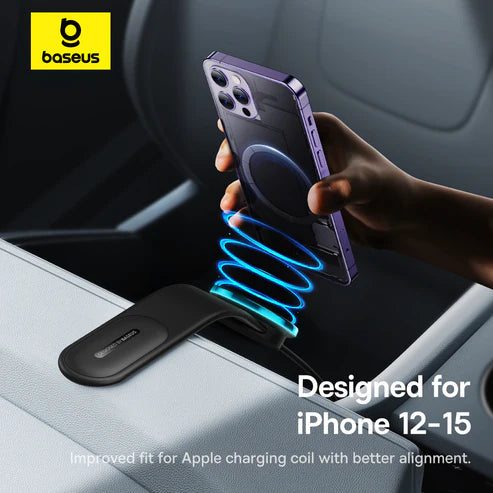 Baseus C02 Pro Magnetic Wireless Car Mount – Black [D] - ستاند سيارة - بيسوس - شحن لاسلكي قوة 15 واط - ماق سيف