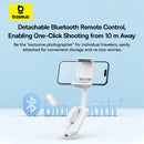 Baseus TechShot Dual-Support Selfie Stick – White [D] - ستاند تصوير + عصا سيلفي + ريموت - لجميع انواع الاجهزة - ماغ سيف + مسكه - بيسوس