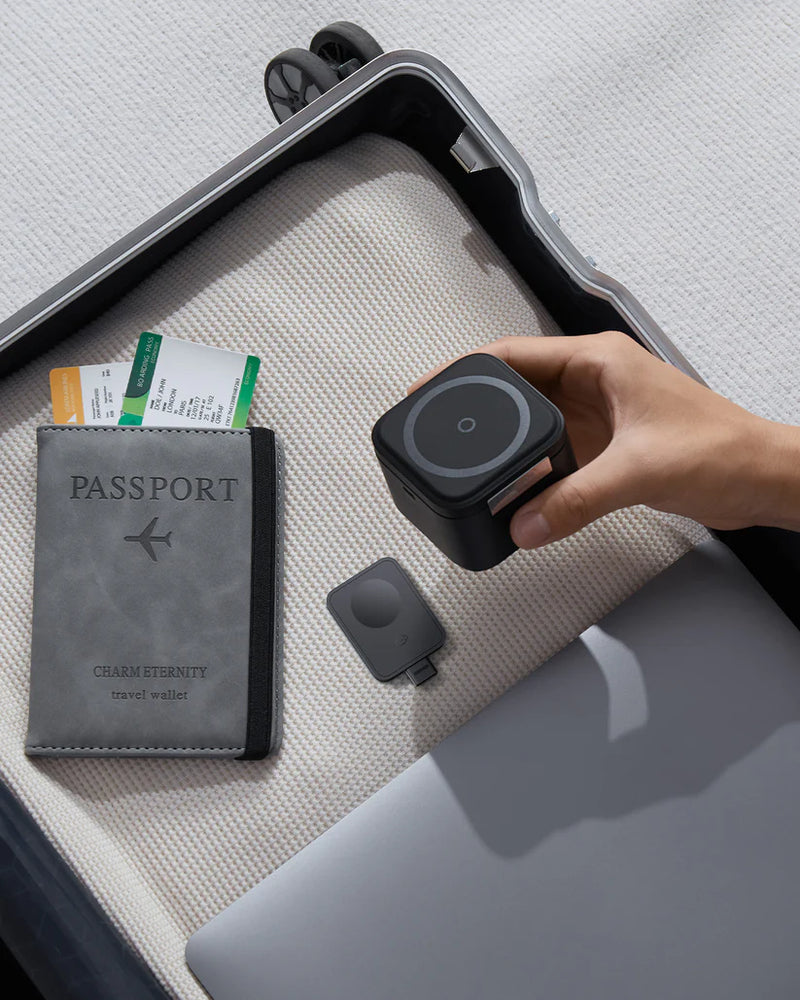 Baseus MagPro 2-in-1 Magnetic Wireless Charger 25W – Black [D] - ستاند شحن - 2 في 1 - شاحن ماغ سيف وايرلس بقوة 25 واط +  ستاند + شاحن سماعة ايربودز - خاصية الشحن السريع - كفالة 12 شهر