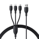 Baseus Ultra-Fast 3-in-1 USB-A to M+L+C 3.5A 1.3m Charging Cable – Black [D] - كيبل 3 في 1 - تايب سي - ايفون - ميكرو - طول 1.3 متر