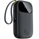 Baseus EnerFill FC31 Qpow3 Power Bank 10000mAh 45W with USB-C + Lightning Cables – Black [D] بطارية متنقلة - بيسوس - سعة 10000 - عدد 2 سلك - شاحن  ايفون + تايب سي - شاشة رقميه - قوة 45 واط - كفالة 24 شهر