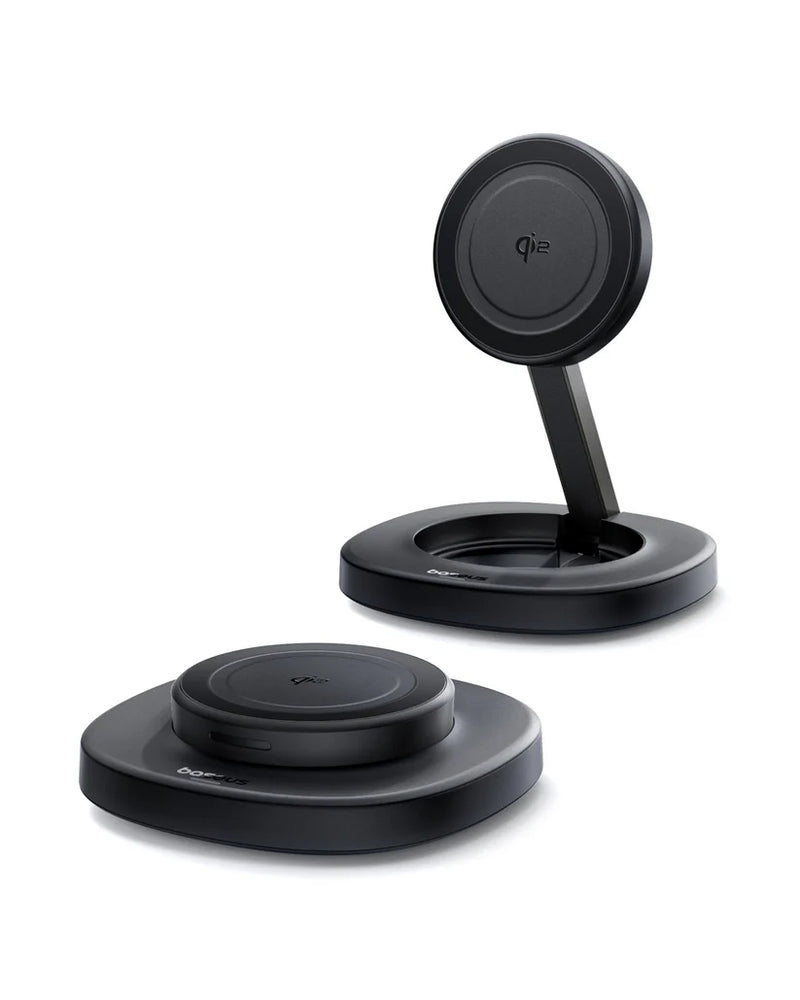 Baseus EnerFill FF11 Foldable Wireless Charger 15W [D] – Black - ستاند شحن - شاحن ماغ سيف وايرلس بقوة 15 واط - خاصية الشحن السريع - كفالة 12 شهر