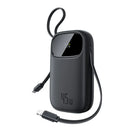 Baseus EnerFill FC31 Qpow3 Power Bank 10000mAh 45W with USB-C + Lightning Cables – Black [D] بطارية متنقلة - بيسوس - سعة 10000 - عدد 2 سلك - شاحن  ايفون + تايب سي - شاشة رقميه - قوة 45 واط - كفالة 24 شهر