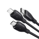 Baseus Ultra-Fast 3-in-1 USB-A to M+L+C 3.5A 1.3m Charging Cable – Black [D] - كيبل 3 في 1 - تايب سي - ايفون - ميكرو - طول 1.3 متر