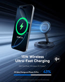 Baseus EnerFill FF11 Foldable Wireless Charger 15W [D] – Black - ستاند شحن - شاحن ماغ سيف وايرلس بقوة 15 واط - خاصية الشحن السريع - كفالة 12 شهر