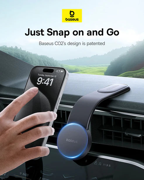 Baseus PrimeTrip C02 Air Magnetic Car Mount – Black [D] - ستاند سيارة - بيسوس - ماق سيف