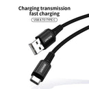 Rocket Braided Cable USB-A to USB-C 1.2M BLACK [H] - سلك شحن تايب سي -روكيت - طول 1.2 سم - كفالة 12 شهر