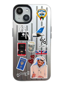 Noufa Silver Phone Case - كفر مع ستيكرز طباعة من اختياركم - الكفر + التصميم + البروفة + الطباعة - سيتم التواصل معكم لتحديد الكلمات والصور