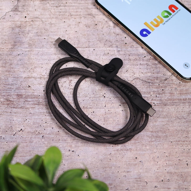 Energea Flow USB-C To USB-C Cable 1.5M - Black [B]- سلك شحن  - انيرجيا - تايب سي الي تايب سي - طول متر ونصف - كفالة 5 سنين