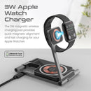 Promate 15W AuraFold-Trio Ultra-Slim Foldable MagSafe Wireless Charger - Black [BO] - ستاند شحن - 3 في 1 خاصية الشحن السريع +شحن الساعة +شحن السماعة - كفالة 12 شهر