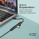 Promate LiteHub 4-in-1 Multi-Port USB-C Data Black [BO] - وصلة تايب سي - 4 في 1 - لاجهزة الايباد برو والماك بوك - متعددة الاستخدام - كفالة 12 شهر