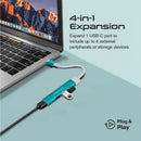 Promate LiteHub 4-in-1 Multi-Port USB-C Data Blue [BO] - وصلة تايب سي - 4 في 1 - لاجهزة الايباد برو والماك بوك - متعددة الاستخدام - كفالة 12 شهر