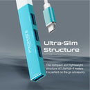 Promate LiteHub 4-in-1 Multi-Port USB-C Data Blue [BO] - وصلة تايب سي - 4 في 1 - لاجهزة الايباد برو والماك بوك - متعددة الاستخدام - كفالة 12 شهر