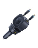 Baseus PrimeTrip VR2 Max 4-in-1 Car Charger with Dual Retractable Cable 100W – Black [D] - شاحن ولاعة للسيارة - بيسوس - قوة 100 واط - 4 في 1 - 1 منفذ تايب سي للشحن السريع - 1 منفذ يو اس بي - كفالة 12 شهر