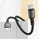 Aspor USB-A to Type-C Data & Fast Charging 3.1A Braided Strong Cable 3M - Black - سلك شحن تايب سي  - طول 3 متر - كفالة 12 شهر