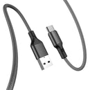 Aspor USB-A to Type-C Data & Fast Charging 3.1A Braided Strong Cable 3M - Black - سلك شحن تايب سي  - طول 3 متر - كفالة 12 شهر
