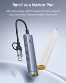 Baseus UltraJoy 4-Port HUB AIR – Space Grey [D] - وصلة تايب سي + يو اس بي - 4 في 1 - لاجهزة الايباد برو والماك بوك واللاب توب - متعددة الاستخدام - كفالة 12 شهر