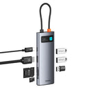 Baseus Metal Gleam 7-Port HUB – Space Grey [D] - وصلة تايب سي - 7 في 1 - لاجهزة الايباد برو والماك بوك - متعددة الاستخدام - كفالة 12 شهر