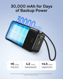 Baseus EnerFill FC51 Bipow2 Pro Power Bank 30000mAh 22.5W - Black [D] بطارية متنقلة - بيسوس - سعة 30000 - عدد 1 سلك شاحن تايب سي - شاشة رقميه - قوة 22.5 واط - كفالة 24 شهر