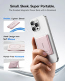 Baseus PicoGo AM31 Qi2 Ultra-Mini Magnetic Power Bank with Kickstand 5000mAh 20W - Nebula Pink [D] - بطارية متنقلة - بيسوس - سعة 5000 - ماق سيف - قوة 20 واط - كفالة 24 شهر
