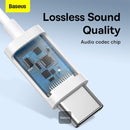Baseus Encok Type-C lateral in-ear Wired Earphone C17 - White [D] - سماعة اذن - تايب سي - بيسوس - مع مايكروفون - لاجهزة الاندرويد والسامسونغ والايباد برو - كفالة 12 شهر