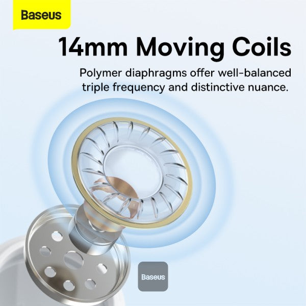 Baseus Encok Type-C lateral in-ear Wired Earphone C17 - White [B] - سماعة اذن - تايب سي - بيسوس - مع مايكروفون - لاجهزة الاندرويد والسامسونغ والايباد برو - كفالة 12 شهر